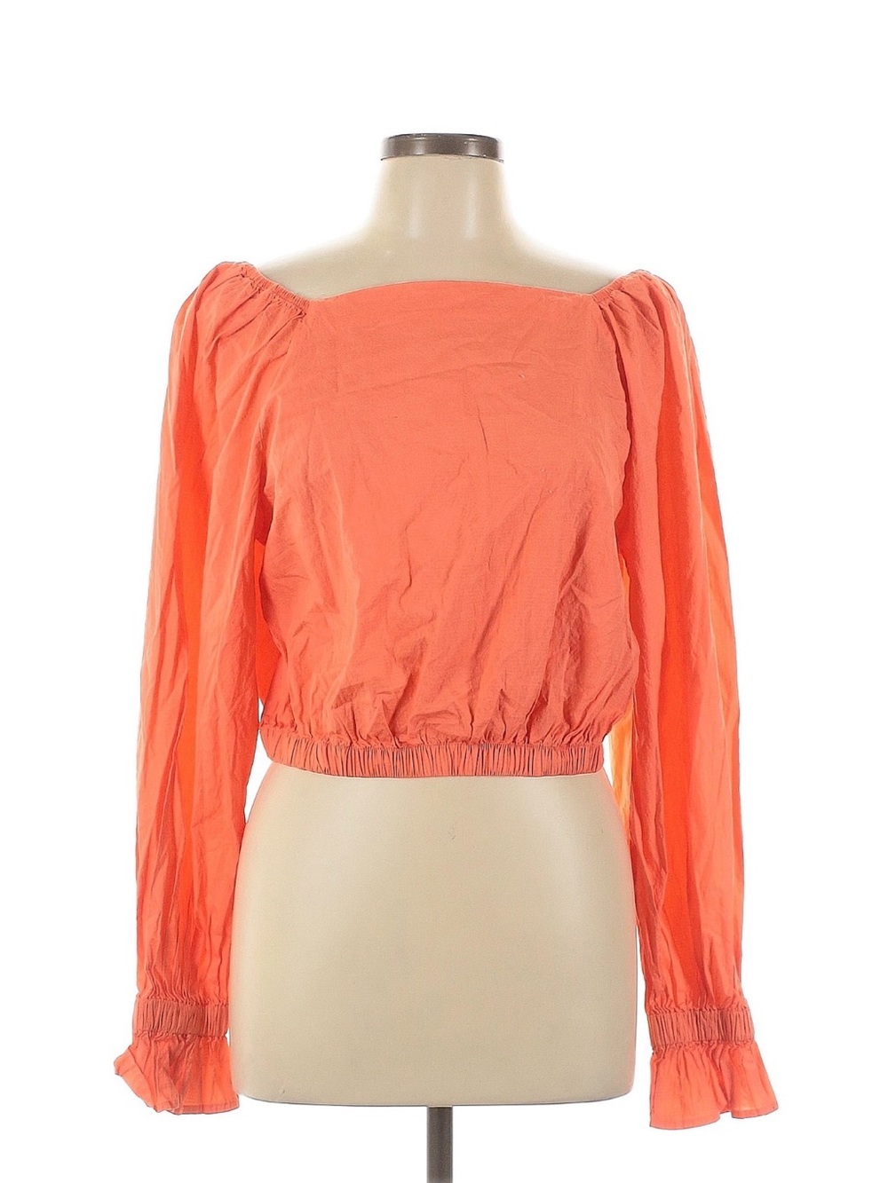 Levi's Coral Puff-Sleeve Cropped Top